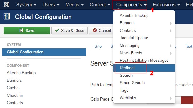 First go to Joomla Redirect Component Page