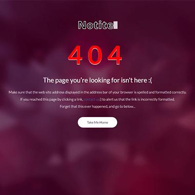 Notite - Free 404 Page Bootstrap Template