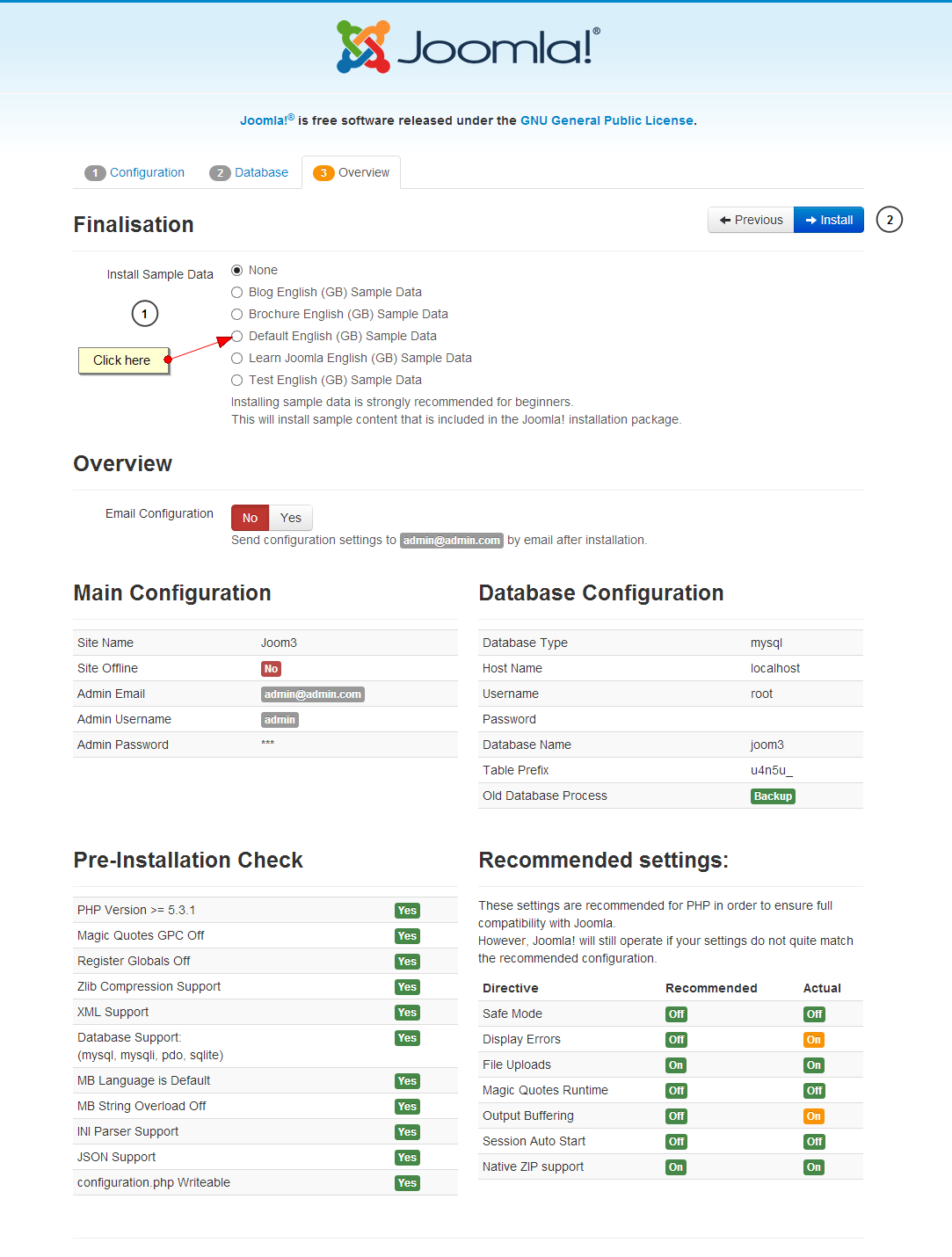 Joomla3 installation