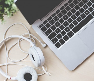 MacBook, Headphones and Flower